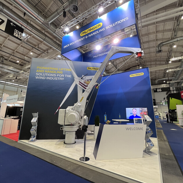 The new PALFINGER fixed boom crane range – officially introduced at this year’s WindEnergy in Hamburg, Germany.
